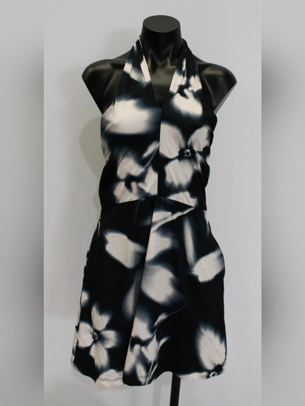 Black & White Floral Halter Dress